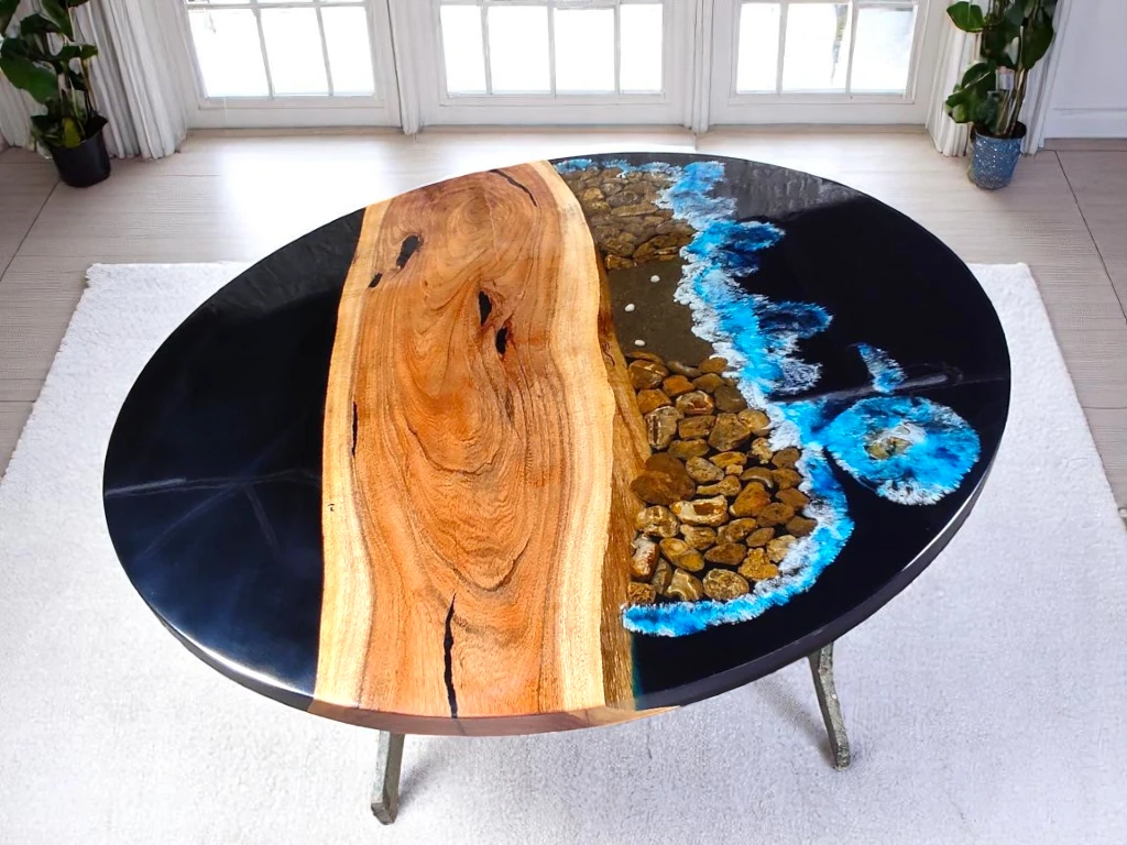 Ocean Wave Round Console Table: A Unique Home Accent Piece